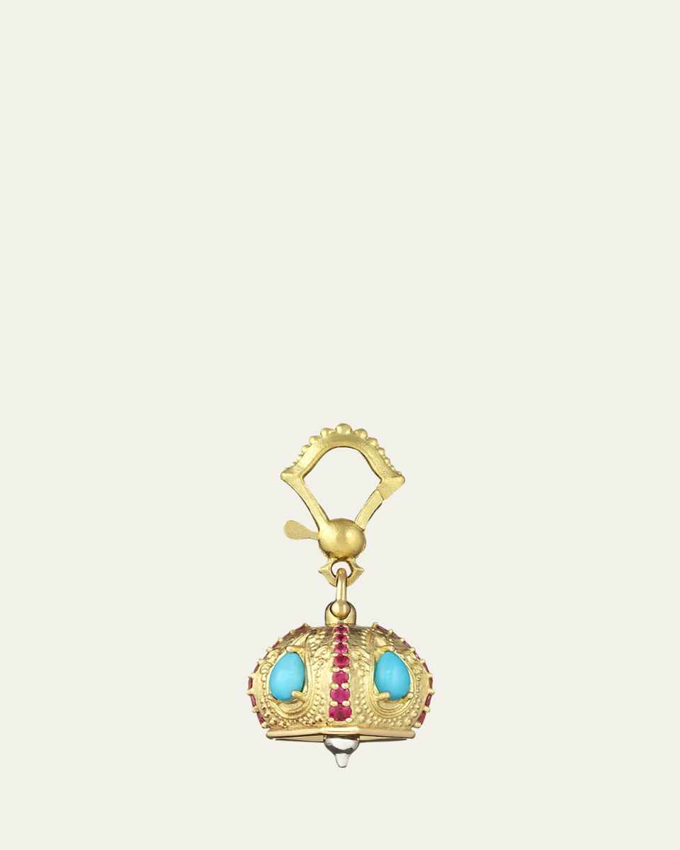 Turquoise and Ruby Raja Bell Charm